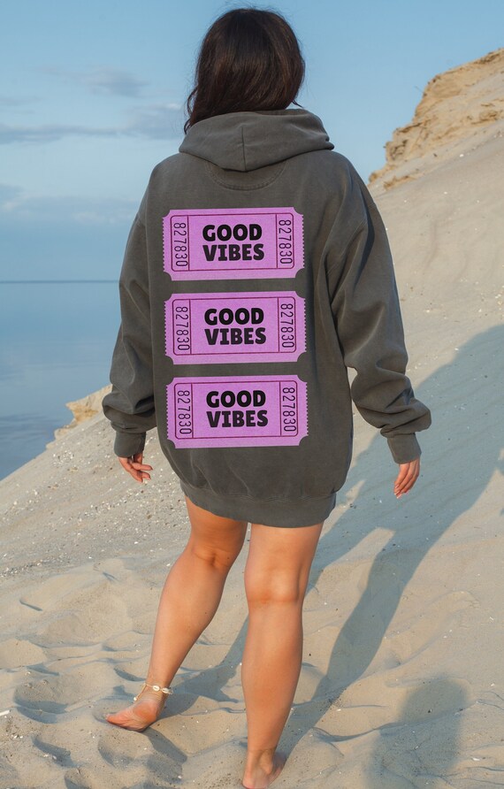 Trendy Good Vibes Graphic Hoodie Y2K Summer Retro Hoodie Vintage