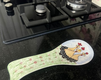 Handmade Ceramic Spoon Rest | Unique Hand-Painted Kitchenware Decor | Dopamine Decor by Ornamentile