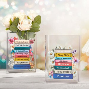 Personalized Acrylic Book Vase, Eco-Friendly Floral Decor image 11