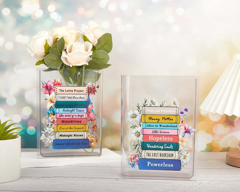 Personalized Acrylic Book Vase, Eco-Friendly Floral Decor image 11