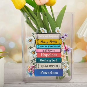 Personalized Acrylic Book Vase, Eco-Friendly Floral Decor image 13
