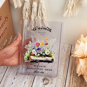 Personalized Eco-Friendly Acrylic Book Vase with Book Name or Quote, Custom Book Vase with Your Favorite Book Titles, Reading Gifts, For Mom