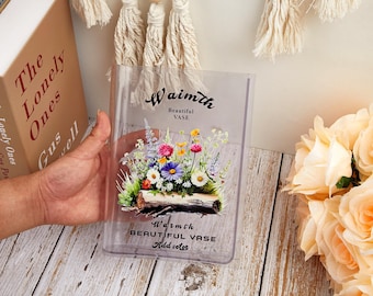 Personalized Acrylic Book Vase, Custom Quote Vase, Reading Gifts