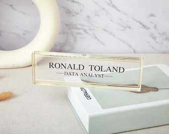 Personalisierte Acryl-Schreibtisch-Platte, benutzerdefinierte Schreibtisch-Namens-Schild für Schreibtisch, klarer Acrylblock, Bürodekor, Geschenk für Ceo, bestandenen, Werbung, neuen Job