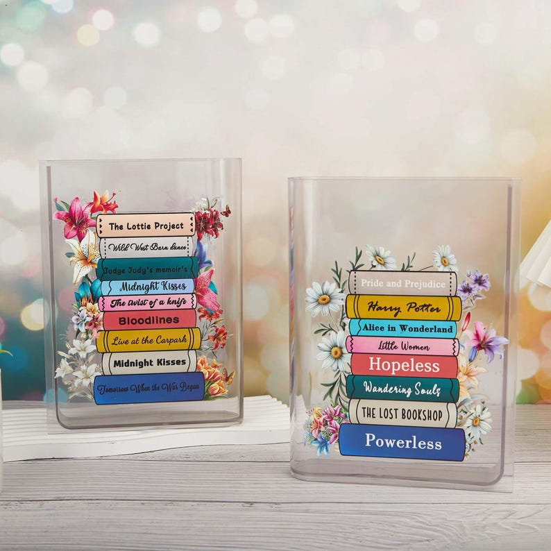 Personalized Acrylic Book Vase, Eco-Friendly Floral Decor image 2