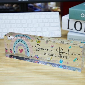 Personalized Teacher Desk Name Plates, Teacher Acrylic Block, Teacher Desk Sign, Teacher Acrylic Plaque, Back to School Gift, Teachers Gifts