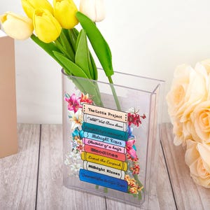 Personalized Eco-Friendly Acrylic Book Vase for Flowers,Book Lover Gift For Reader,Book Shaped Flower Vase,Gift for Teacher