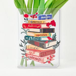 Personalized Eco-Friendly Acrylic Book Vase for Book Lovers, Custom Book Vase with Your Favorite Book Titles, Gift for Mom, Reading Gift