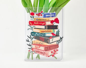 Personalized Book Vase, Eco-Friendly Acrylic, Custom Book Titles