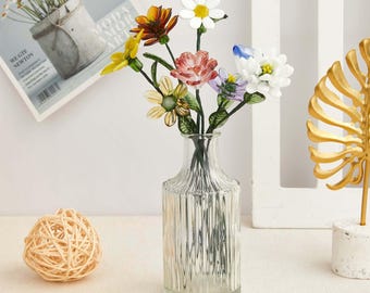 Handmade Glass Birth Month Flower Bouquet,Personalized Birth Flower Gifts,Cusotm Glass Floral Figurines,Gift for Mom,Gift for Her,Home Decor