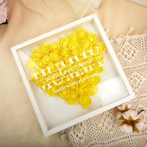Caja de sombra de flores personalizada para el Día de la Madre, caja de sombra de rosas personalizada, caja de flores con forma de corazón para mamá, caja con marco de rosas para mamá, regalo para mamá, abuela y Nana