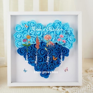 Personalized Mom Flower Shadow Box,Custom Birth Flower Moms Garden Box,Rose Frame Box with Name,Gift for Mom Grandma Nana,Mother&#39;s Day Gift