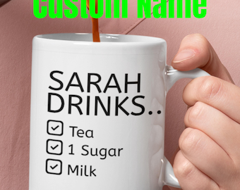 Personalized Drinks Order Mug , Custom Name Tea Coffee Mug , Office 11oz Ceramic Gift Mug for Friend, Coworker Preferences Mug , Office Mug