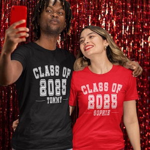 Class of 2025 Custom Year Graduation T-Shirt, Personalized Senior Shirt with Name, High School or College Grad Gift, Varsity Style Tee