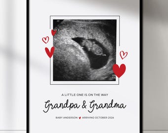 Pregnancy Reveal for Grandparents, Ultrasound Announcement Printable, Surprise Grandparents Gift, Baby Reveal Print
