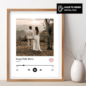 Gepersonaliseerde liedfotolijst - Spotify-nummerafbeelding - muziekkunst aan de muur - afdrukbaar verjaardagscadeau - valentijnscadeau I DIGITAAL BESTAND