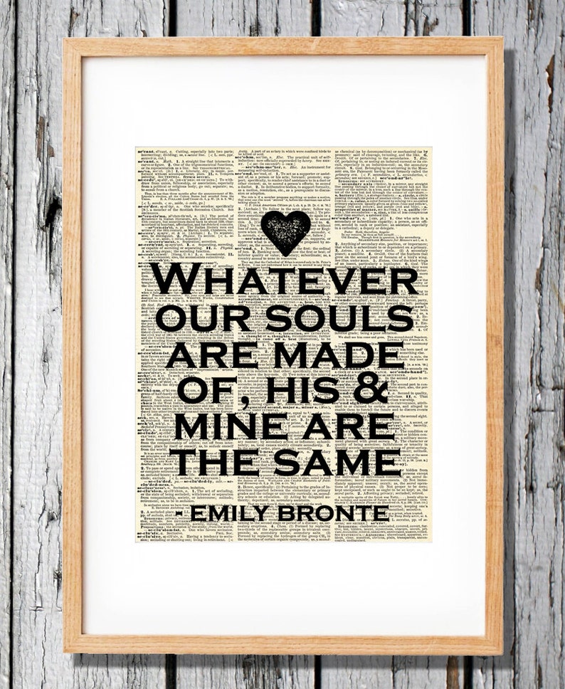 Emily Bronte Wuthering Heights Quote Art Print on Vintage | Etsy