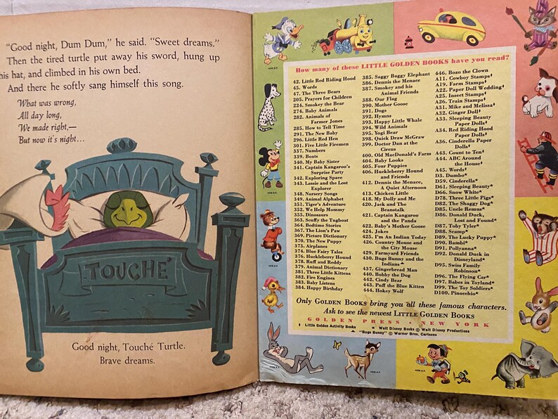 Hanna Barbera Touché Turtle Little Golden Book Etsy