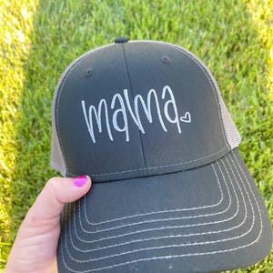 mama Hat Trucker Style | Embroidered Mom Hat with Heart | Cute Baseball Cap for Moms | Gift for New Mom | Messy Hair Hat