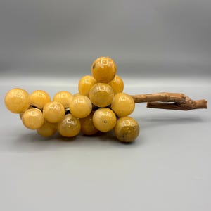 Vintage Mid Century Modern Alabaster Grape Cluster | MCM Decorative Art Sculpture