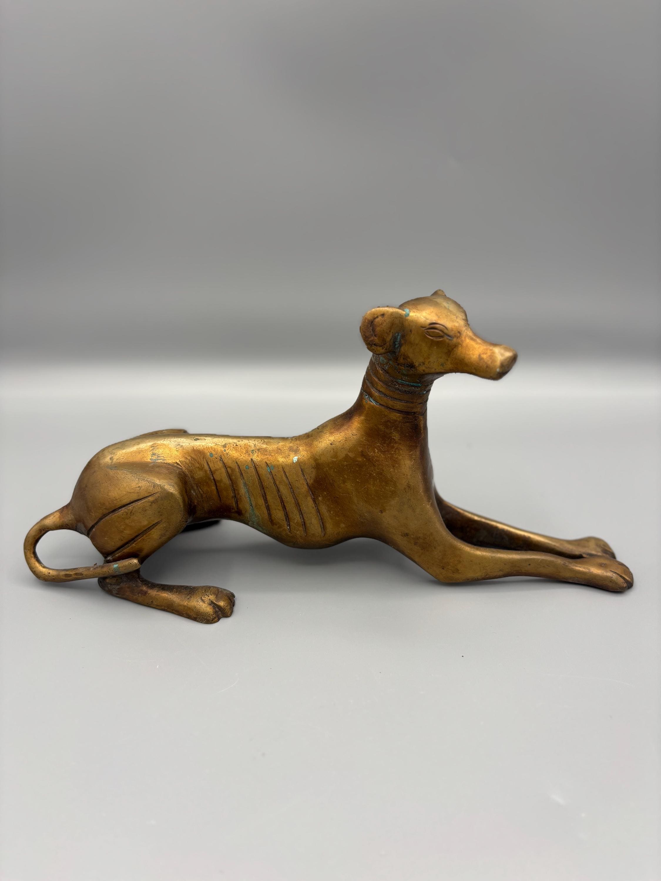 Large Vintage Brass Greyhound Statue | Brass Dog Figurine