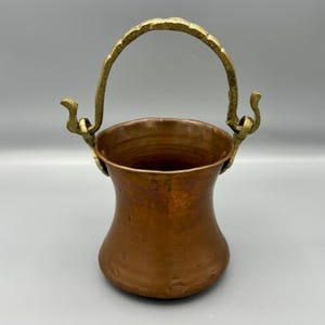 Vintage Copper Cauldron | Vintage Hammered Copper and Brass Dovetailed Pot