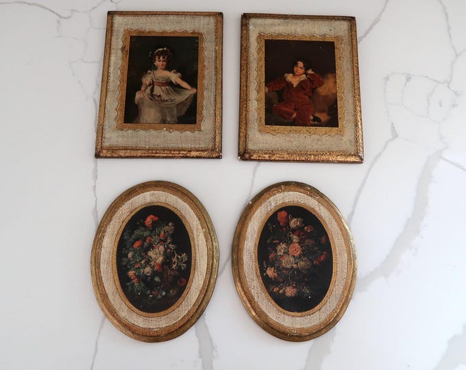 Florentine Gold Gilt Italian Plaque Set | Vintage Florentine Style ...