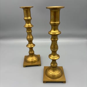 Pair of Vintage Solid Brass Candlestick Holders