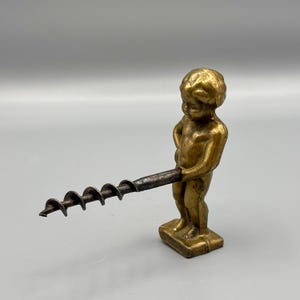 Vintage Brass Manneken Pis Corkscrew | Belgian Brass Bottle Opener