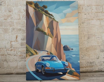 Porsche 911 Coast | Wall Art Porsche Poster Retro Car Poster Car Vintage Wall Art Car Picture Car Print Car Art Car Porsche Art Print