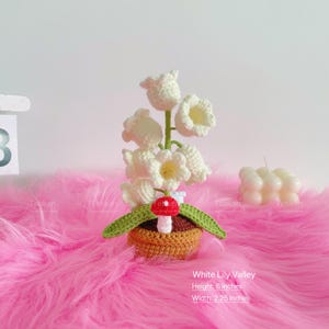 Crochet Lily of the Valley Lamp,Flowers Pot,Plant Pot,Home Decor,Crochet Flowers Light,Anniversary,Birthday gift for Dad,Mom,Best Friend White（With light）