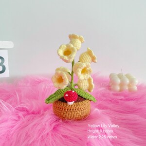 Crochet Lily of the Valley Lamp,Flowers Pot,Plant Pot,Home Decor,Crochet Flowers Light,Anniversary,Birthday gift for Dad,Mom,Best Friend Yellow（With light）