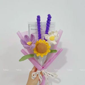 Crochet Sunflower Bouquet,Knit Tulip,Lily,Rose,Gesang,forget-me-not Flowers Bouquet,Birthday,Anniversary Gifts For Wife,Graduation Gifts S Sunflower Bouquet