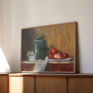 Äpfel & Glas, Ölbild von S. Berman | Randloser Druck von SwarovskiBermanPrints