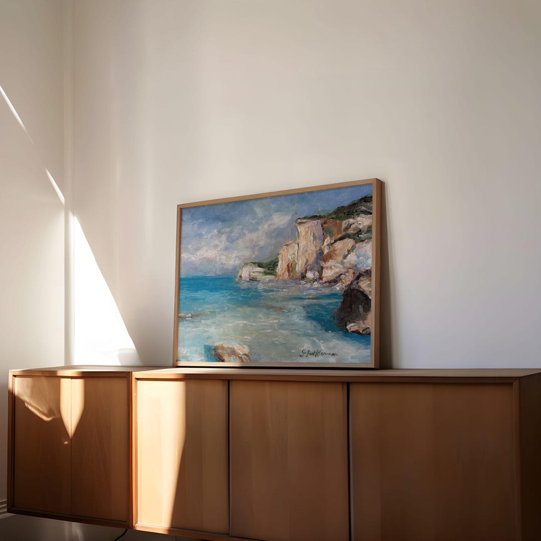 Seaside in Costa Brava, Oil Painting by S. Berman | Borderless Print by ...