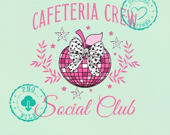 Colorful Cafeteria Crew Social Club PNG, Retro Disco Design, Digital Download, 70s Inspired School Art, Groovy Printable Decor, PNG