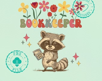Floral Bookkeeping png, Bookkeeping png, School Staff png, bookkeeper Png, Accounting Png Accountant png cpa png Raccoon Png Back to School