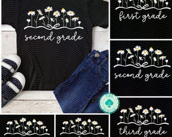 Wildflowers Teacher dream Team png, 5 Teacher design Bundle First grade Teacher png second grade teacher png third grade 4th grade teacher