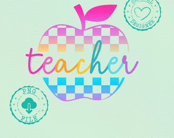 Teacher shirt png, Retro Apple Teacher png, Back To School png, Teacher Png, First Day Of School Png, teacher appreciation png teacher apple