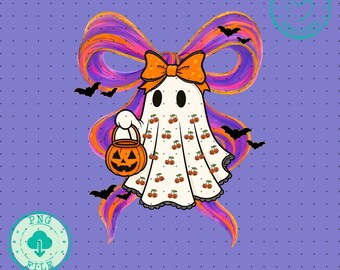 Patchwork Ghost Png Retro Halloween Png, Spooky Season Png, Coquette Ghost Png, Fall Coquette Png, Preppy Fall Png Halloween png Trendy png
