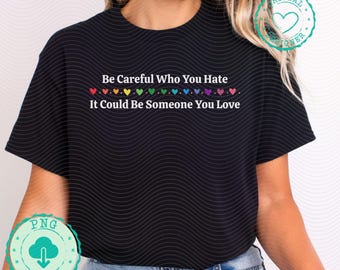 Be careful what you hate Pride vintage lgbtq rainbow quote all for love is love gay rights pride ally pride png lesbian shirt funny DM035