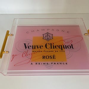Veuve clicquot tray, bar cart tray with gold handles, decorative tray, 11x14” acrylic tray