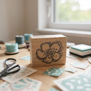 Motiefstempel abstracte bloesem I Stempelideeën I Heindesign stempel I Scrapbook met stempelmotieven I Stempelen met kinderen I Embossingideeën