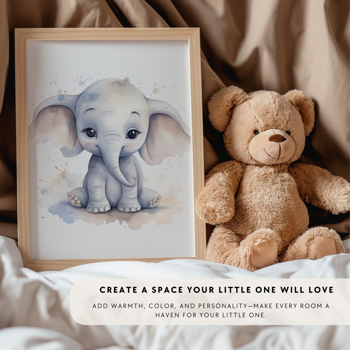 Cute Baby Elephant Nursery Wall Art – Watercolor Elephant Print – Baby ...