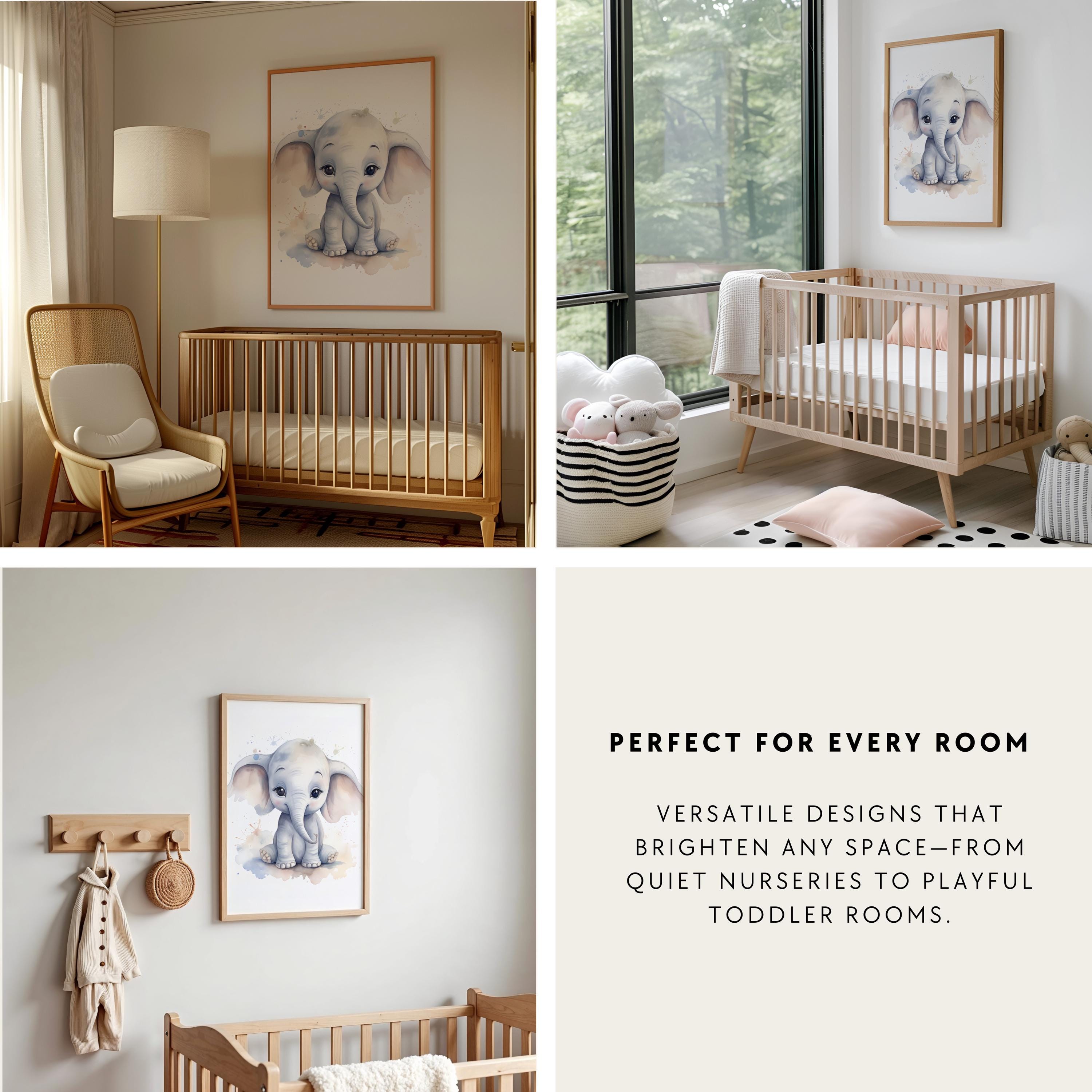 Cute Baby Elephant Nursery Wall Art – Watercolor Elephant Print – Baby ...