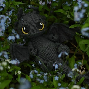 Crochet Pattern Black Dragon Toy, Amigurumi tutorial PDF in English, Handmade Gift for children, Animal Pattern Amigurumi Crochet Patterns