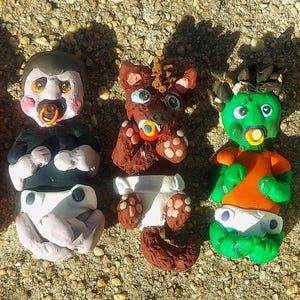 Halloween Monster Babies, Polymer Clay Figurines, Desk Buddy, Spooky Season Gift Idea