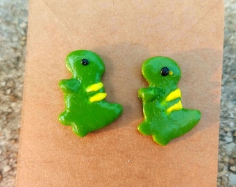 Dinosaur Earrings, Handmade Polymer Clay Earrings, Dino Lover Gift Idea, Stud Earrings