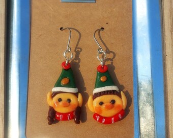 Handmade Christmas Elf Earrings: Polymer Clay Holiday Jewelry
