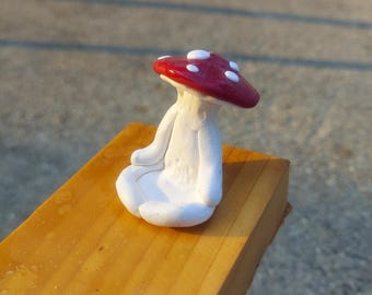 Handmade Mushroom Man Ring Holder: Polymer Clay Hippie Decor